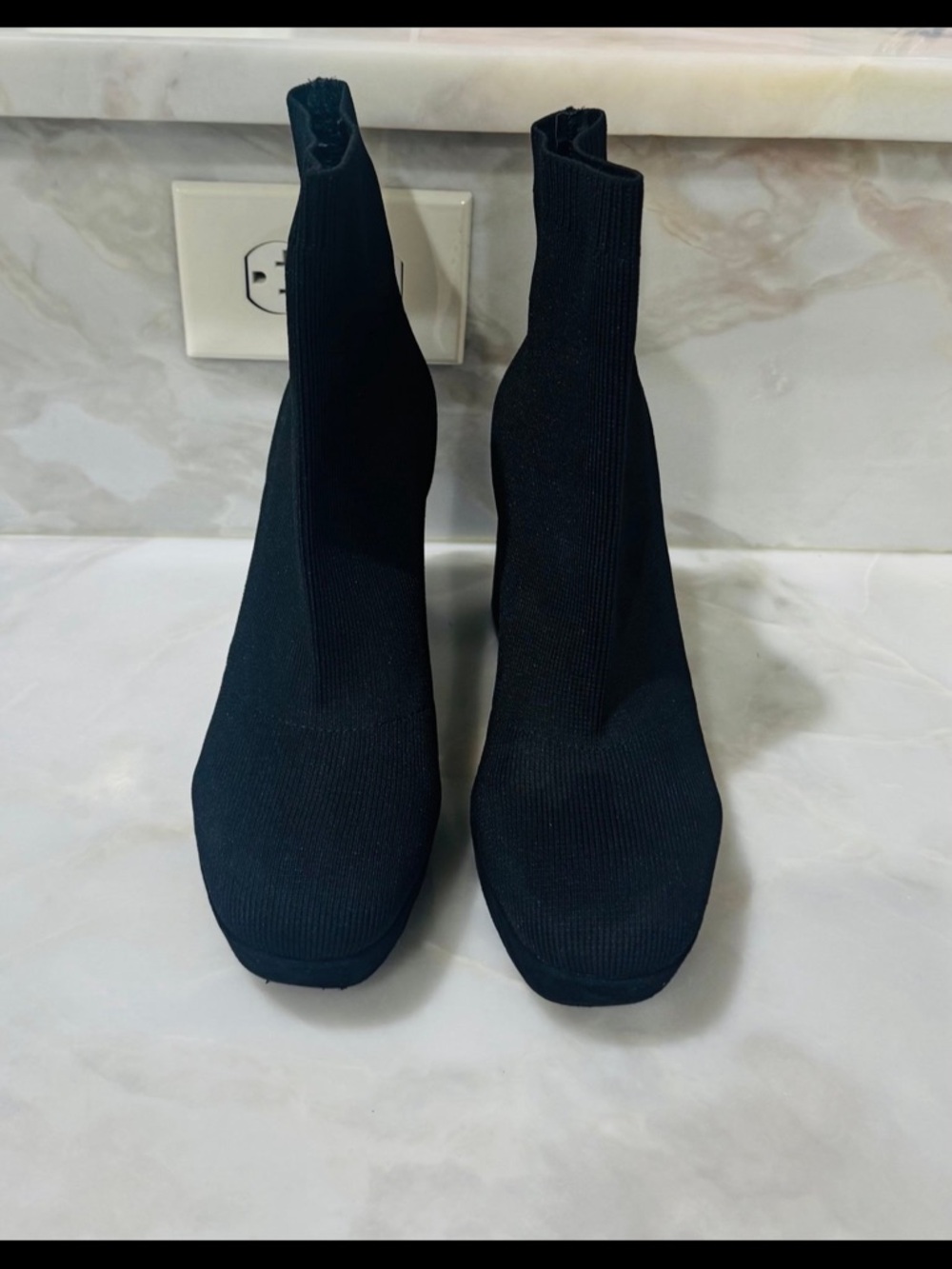 Women's Black Stretch Knit Sock Booties